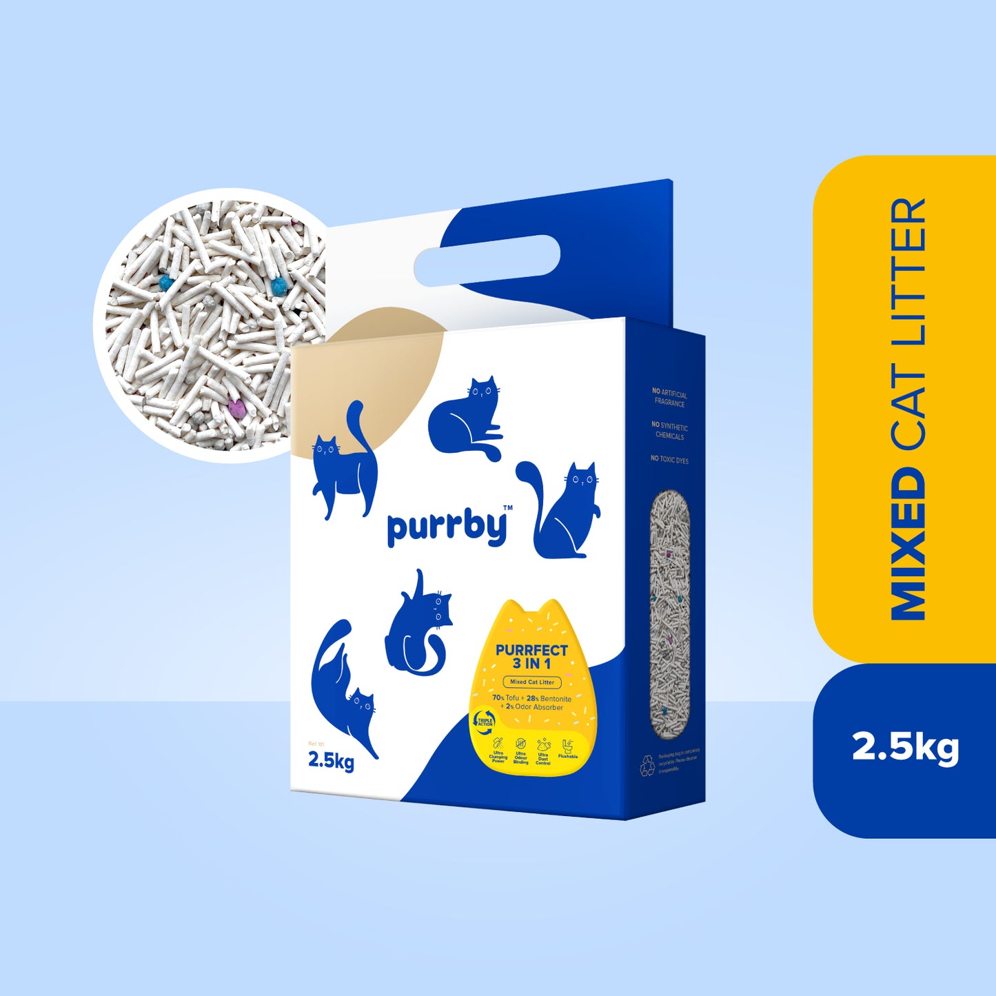 Purrby® Purrfect 3 In 1 Mixed Tofu Cat Litter [2.5kg/6L]