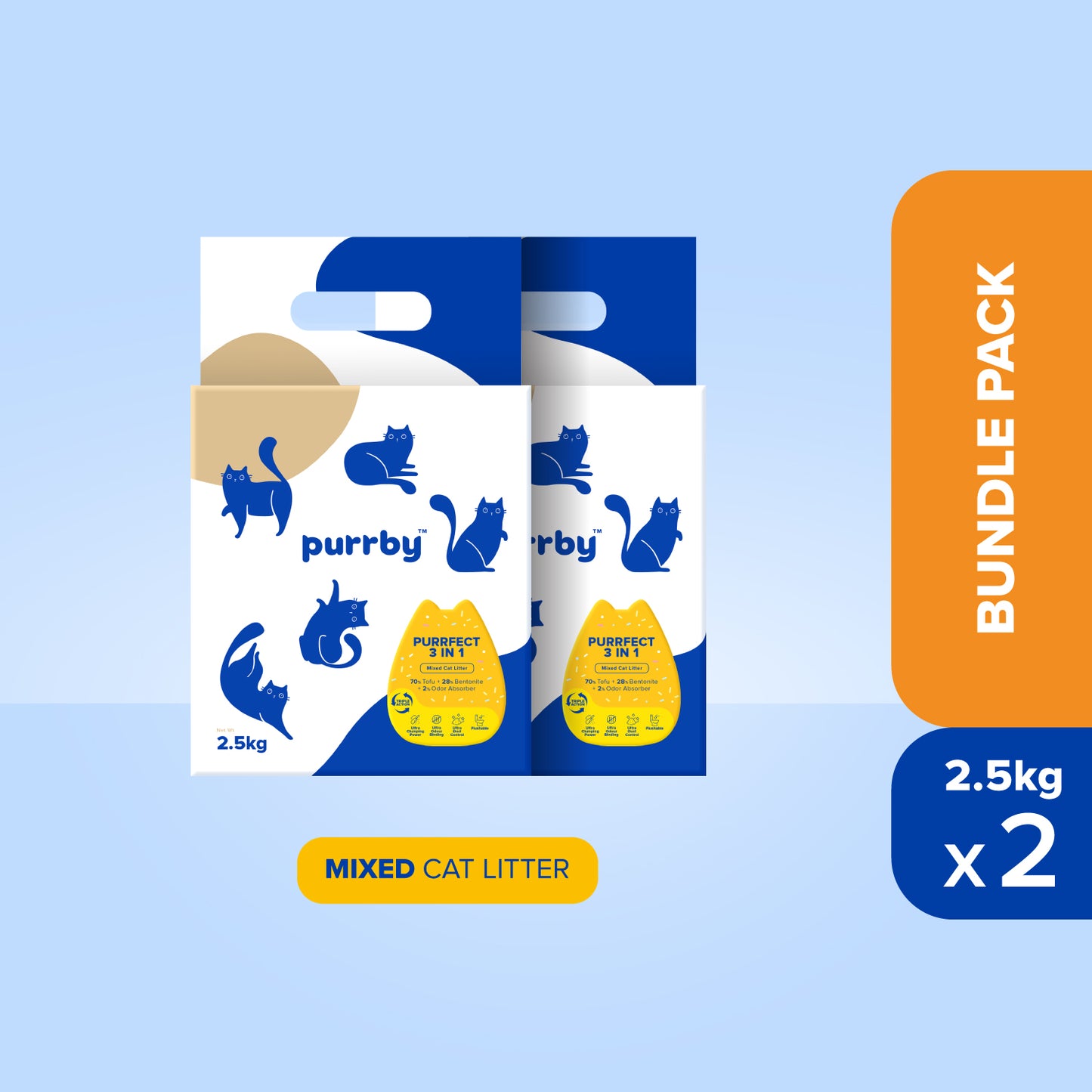 Purrby® Purrfect 3 In 1 Mixed Tofu Cat Litter [2.5kg/6L]