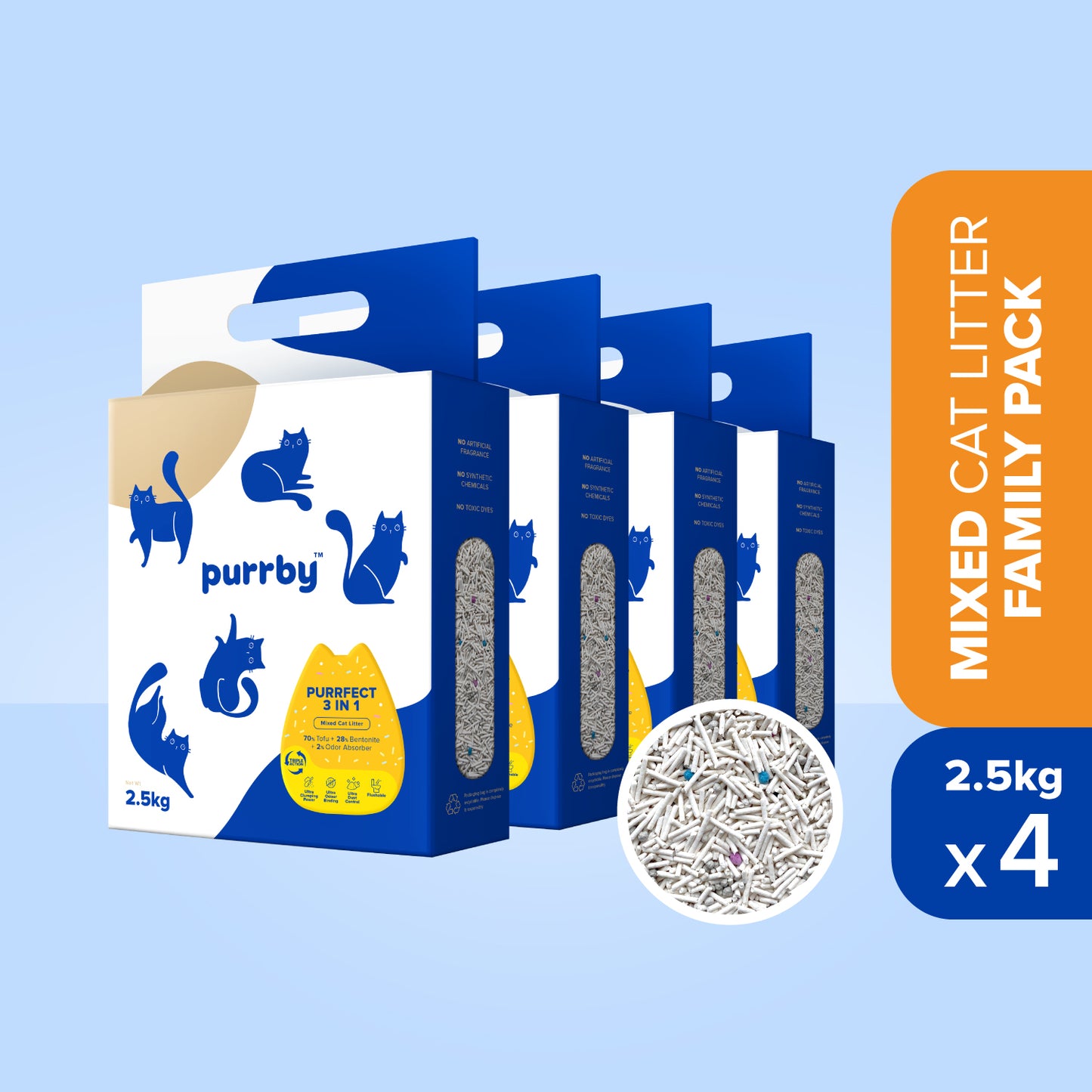 Purrby® Purrfect 3 In 1 Mixed Tofu Cat Litter [2.5kg/6L]