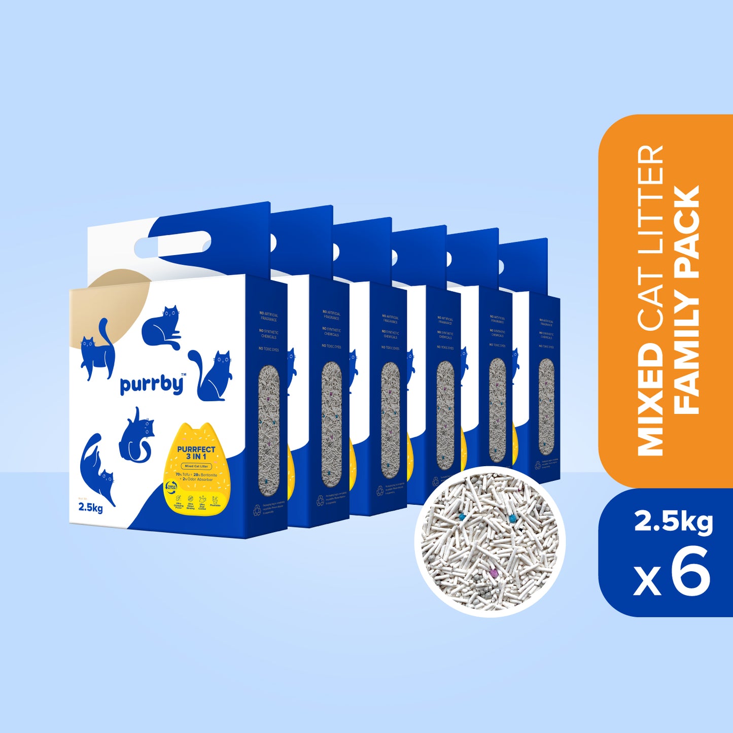 Purrby® Purrfect 3 In 1 Mixed Tofu Cat Litter [2.5kg/6L]