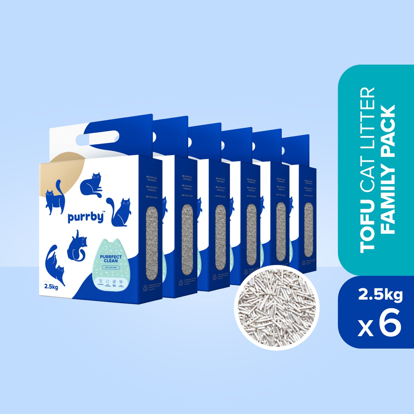 Purrby® Purrfect Clean Tofu Cat Litter [2.5kg/6L]