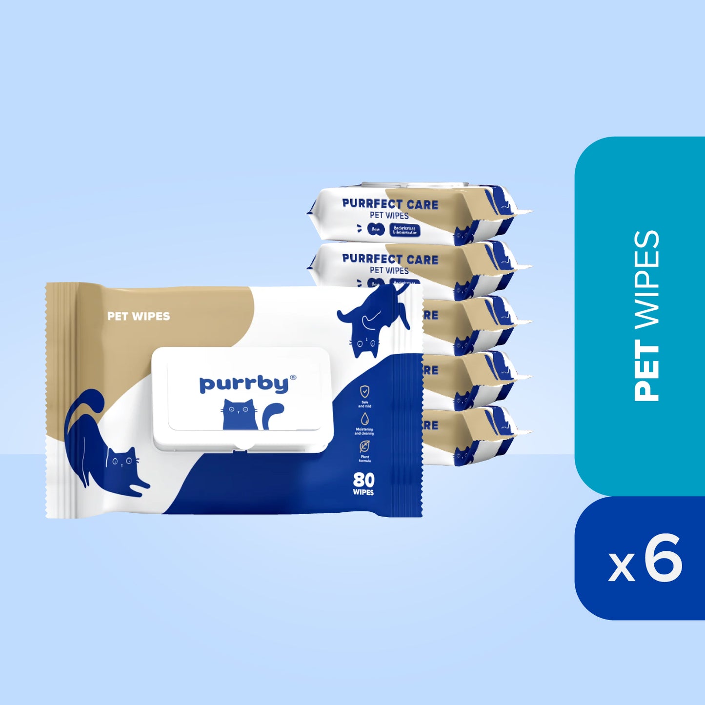 Purrby® Purrfect Care Pet Wipes [80 Wipes]